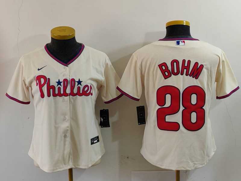 Women%27s Philadelphia Phillies #28 Alec Bohm Cream Cool Base Jersey